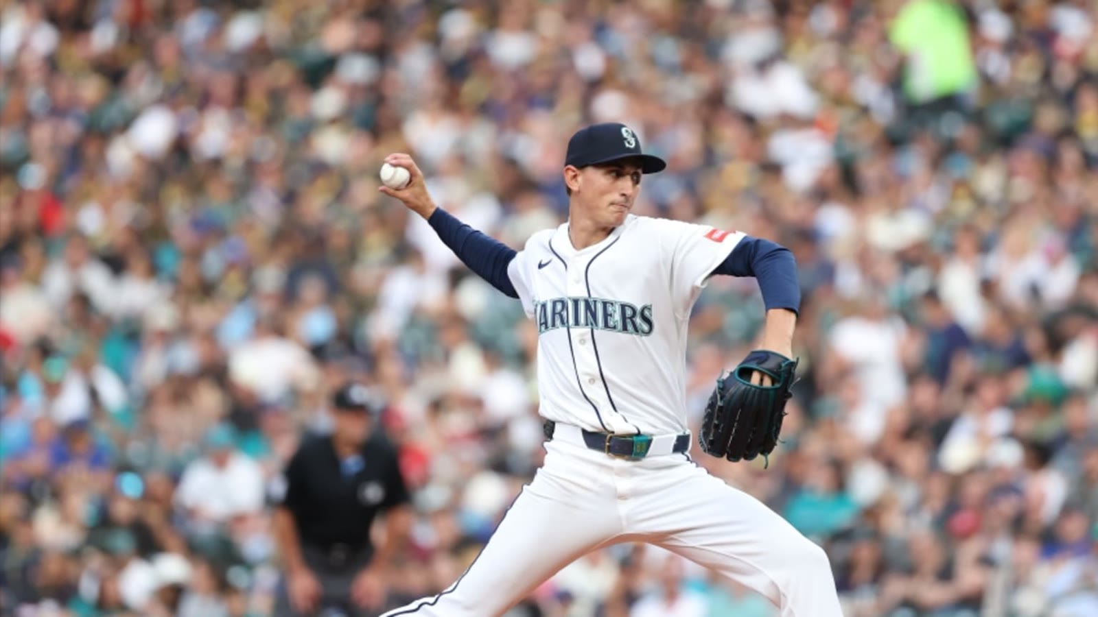 George Kirby delivers a pitch at T-Mobile Park