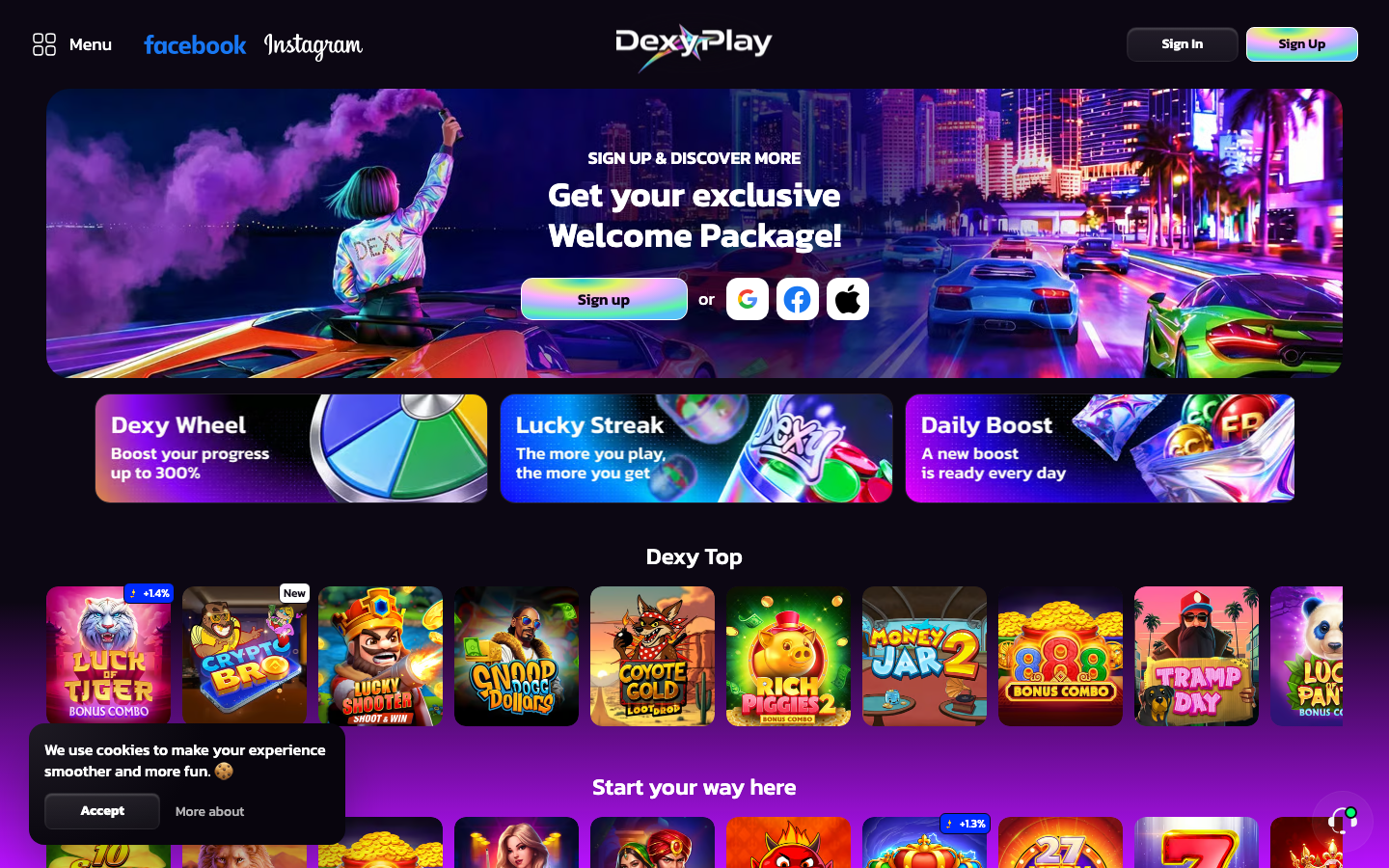 Dexyplay casino lobby