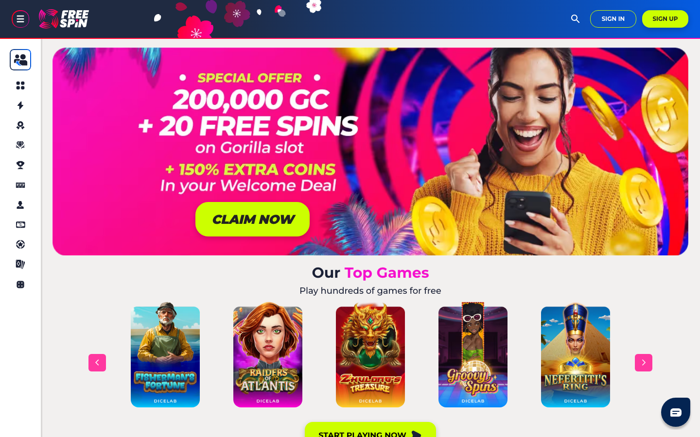 FreeSpin casino lobby