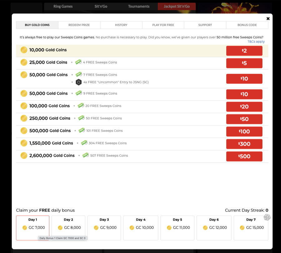Where to claim the daily bonus