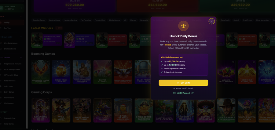 Where to claim the daily bonus