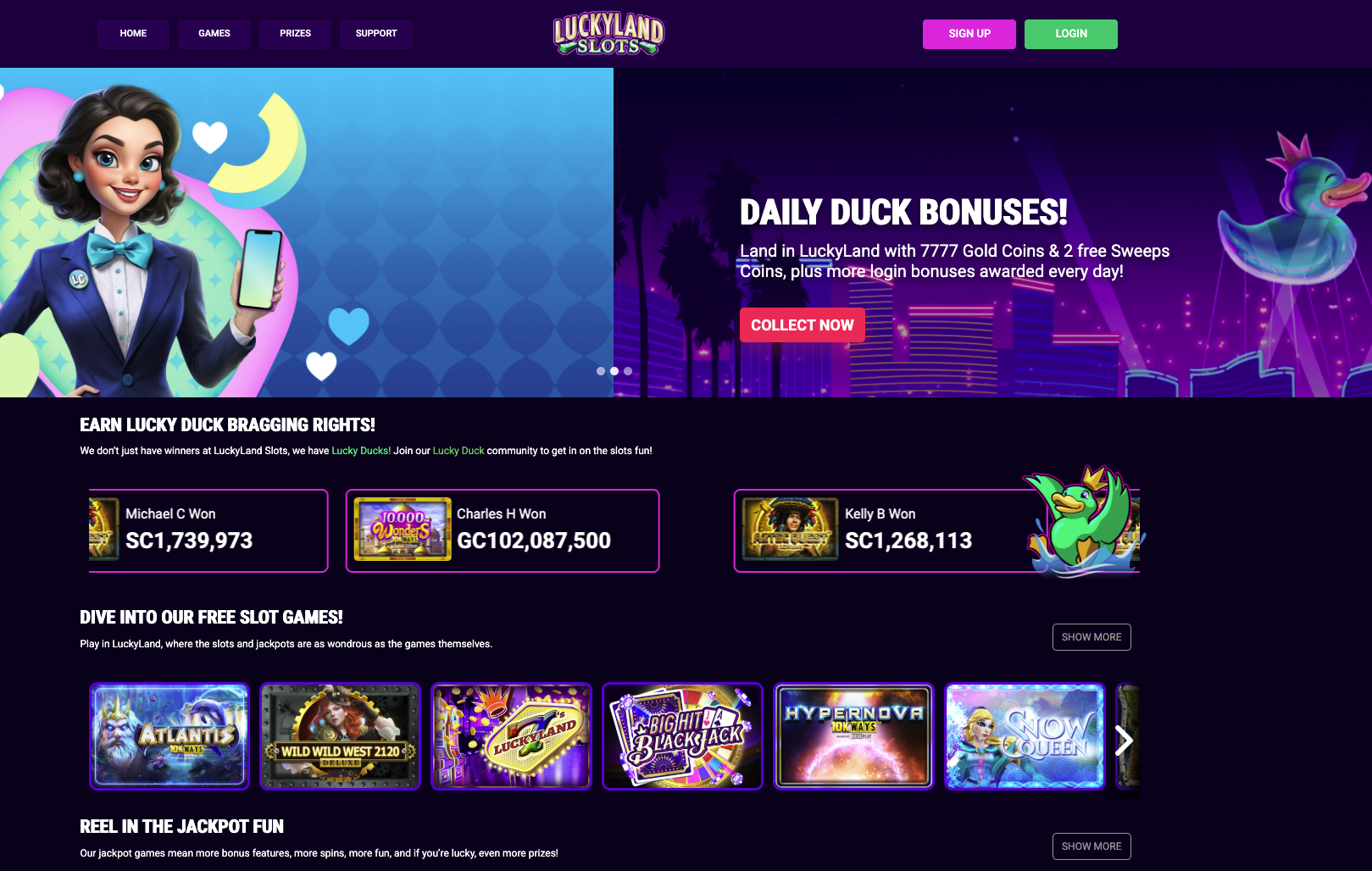 LuckyLand Slots lobby