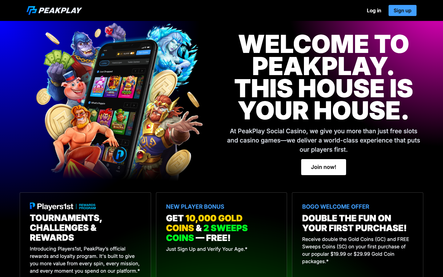 PeakPlay casino lobby