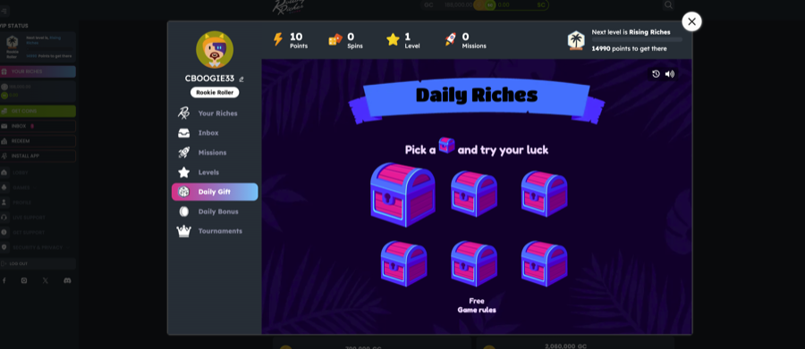 Where to claim the daily bonus