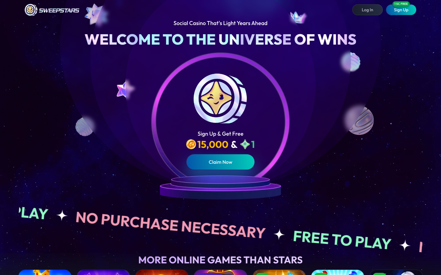 Sweepstars casino lobby