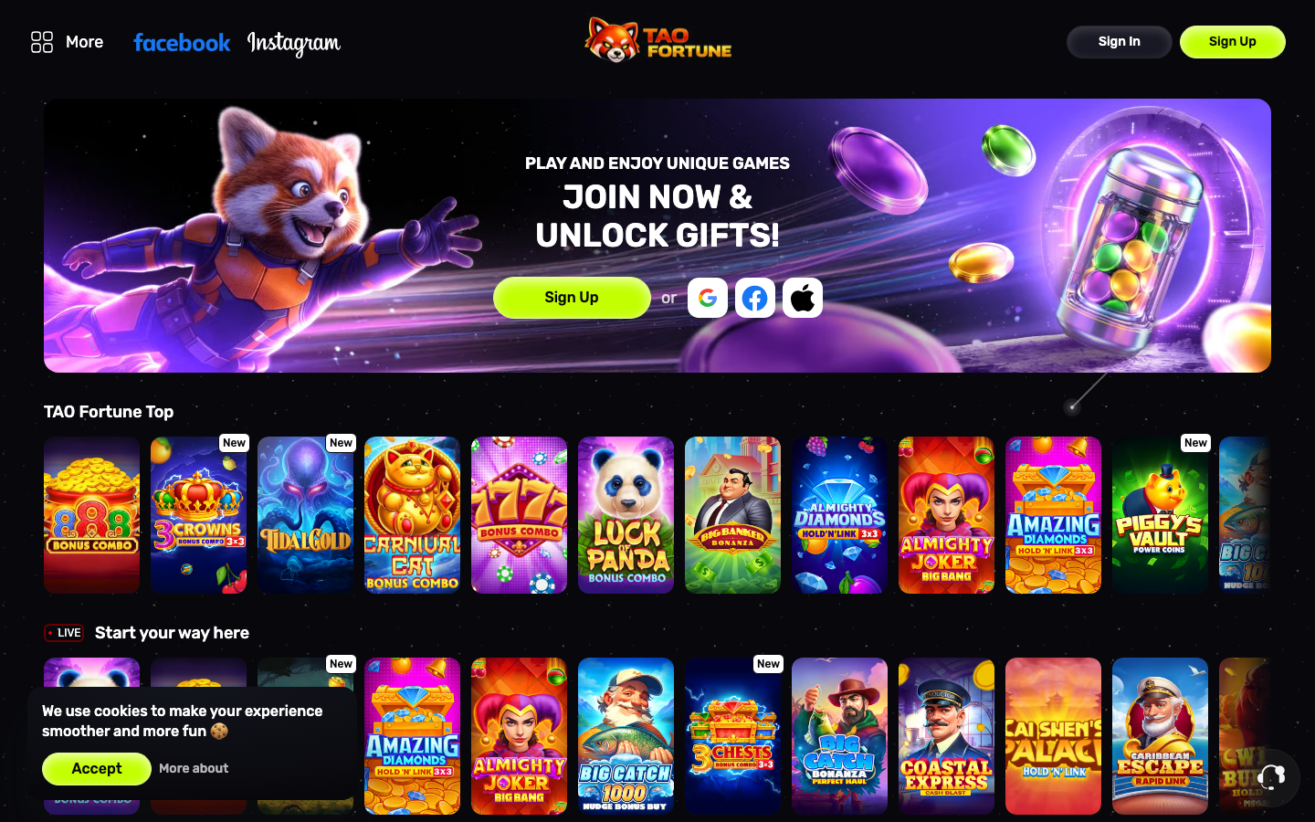 TaoFortune casino lobby