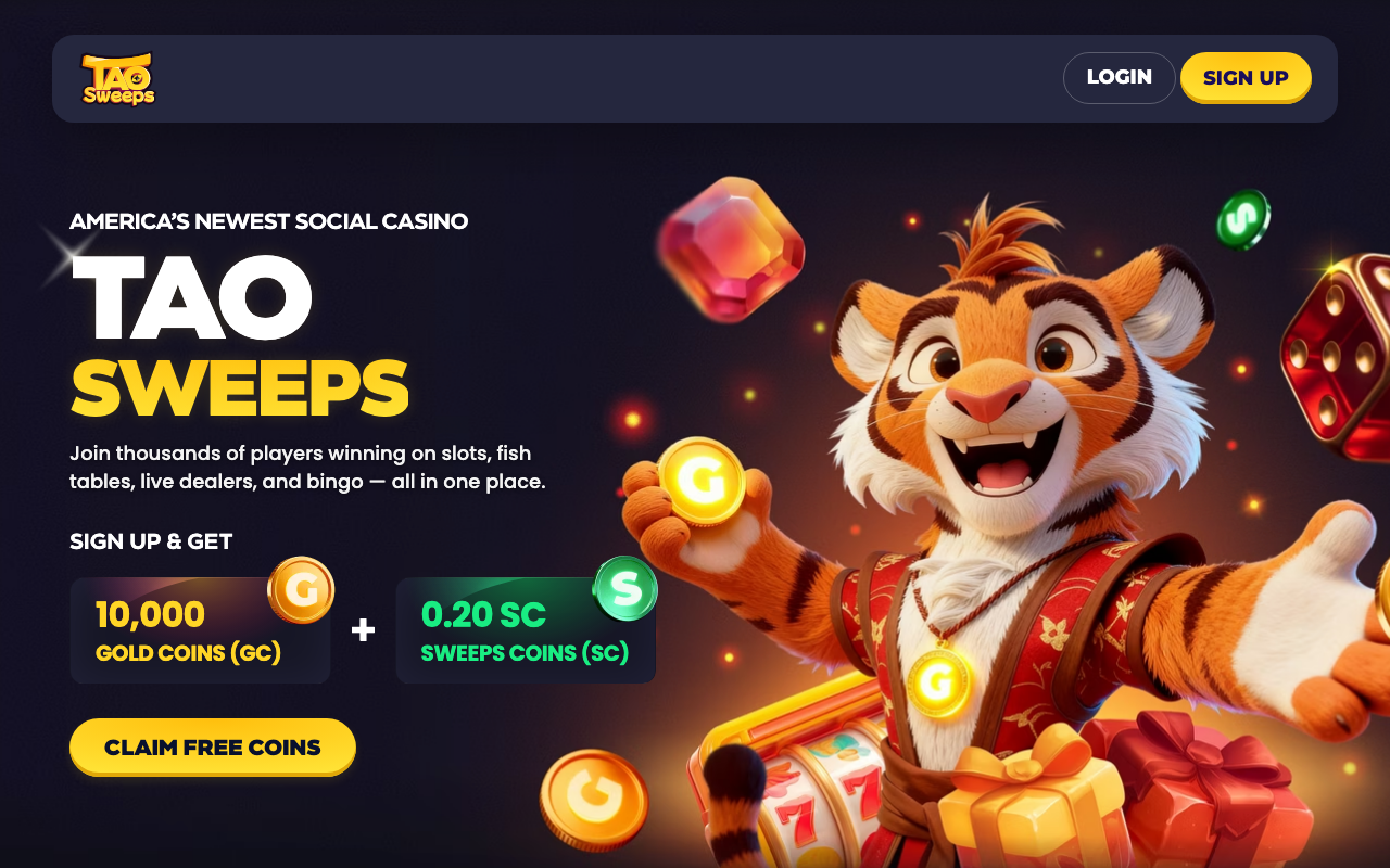 TaoSweeps casino lobby