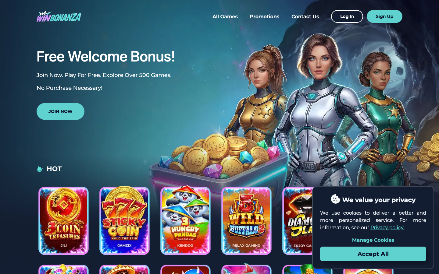 WinBonanza casino lobby