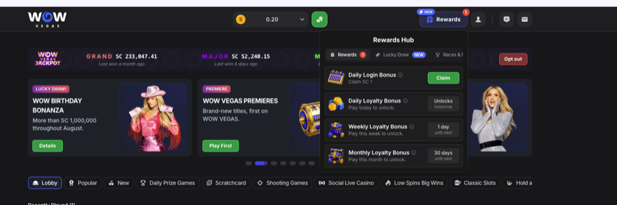 Where to claim the daily bonus